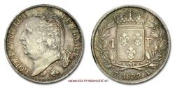 World Coins - Louis XVIII of France FRANC 1822 A Paris SILVER 45/70 French coin for sale