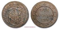 World Coins - PAPAL STATES PIUS VI 2 BAIOCCHI 1795 PERUGIA VERY RARE (RR) papal coin