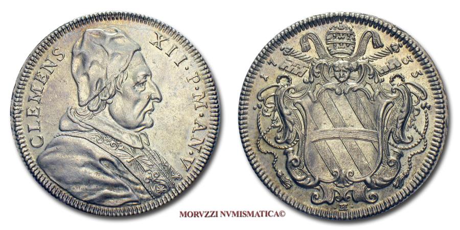 Clement XII TESTONE 1735 SILVER 62/70 SCARCE Papal coin for sale
