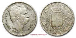 World Coins - Kingdom of Italy Humbert I 5 LIRE 1878 SILVER VERY RARE (RR) italian coin