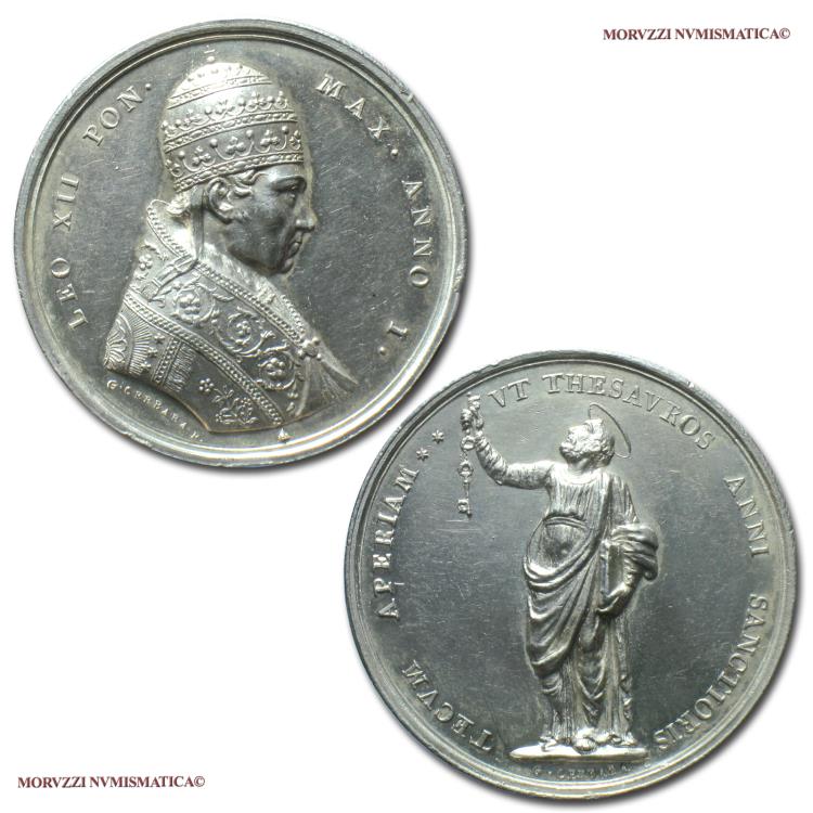 Pope Leo XII Silver Medal 1824 ANNO I Indiction of the Holy Year ...