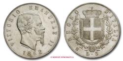World Coins - Kingdom of Italy Victor Emmanuel II 5 LIRE 1862 Naples SILVER RARE (R) italian coin