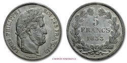 World Coins - FRANCE LOUIS PHILIPPE I 5 FRANCS 1833 A PARIS french coin