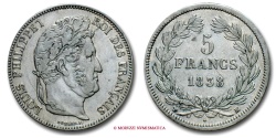 World Coins - FRANCE LOUIS PHILIPPE I 5 FRANCS 1838 MA MARSEILLE french coin