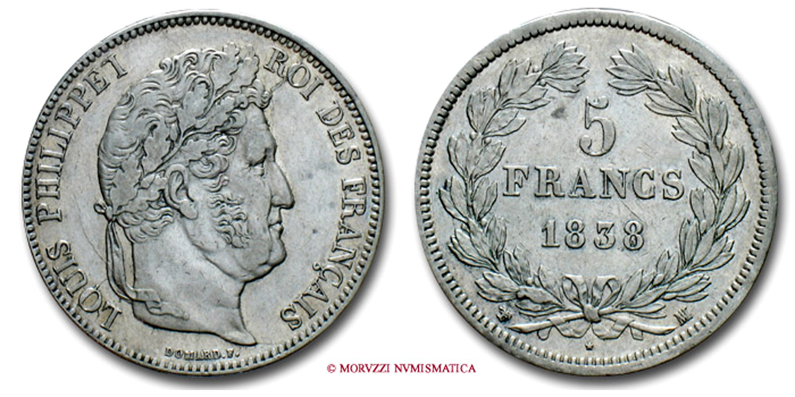 FRANCE LOUIS PHILIPPE I 5 FRANCS 1838 MA MARSEILLE