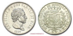 World Coins - Kingdom of Sardinia Charles Felix 5 LIRE 1830 Genoa SILVER italian coin