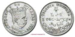 World Coins - Italian Eritrea Humbert I LIRA 1896 SILVER VERY RARE (RR) italian coin