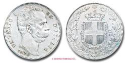World Coins - Kingdom of Italy Humbert I 5 LIRE 1879 SILVER near UNCIRCULATED italian coin