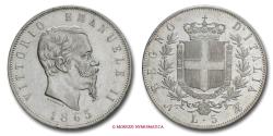 World Coins - Kingdom of Italy Victor Emmanuel II 5 LIRE 1865 Naples SILVER RARE (R) roman coin