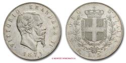 World Coins - Kingdom of Italy Victor Emmanuel II 5 LIRE 1871 Rome SILVER RARE (R) italian coin