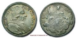 World Coins - Papal States Pope Benedict XIV DOPPIO GIULIO 1754 A XV SILVER 60/70 (Muntoni 51b) coin for sale