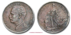 World Coins - KINGDOM OF ITALY VICTOR EMMANUEL III CENTESIMO 1908 Italia su prora VERY RARE (RR) italian coin