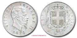 World Coins - Kingdom of Italy Victor Emmanuel II 5 LIRE 1870 Rome SILVER RARE (R) italian coin