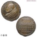 World Coins - Papal States, Pope Clement VIII, Original cast Bronze Medal, construction of the Palazzo Nuovo in the Campidoglio, Opus Felice Antonio Casoni, EF (55/70), VERY RARE, (Modesti 1026)