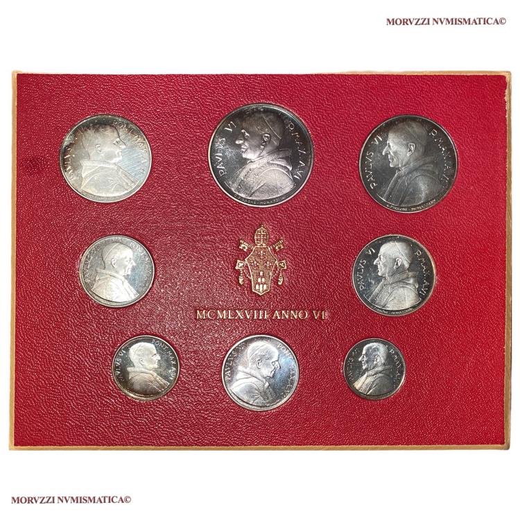 Vatican City State Pope Paul VI Official BU Set (8 trial coins) 1968 ANNO  VI 64/70 VERY RARE coin for sale