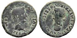 Ancient Coins - TIBERIUS. A. Dupondius. Augustus and Livia. (Colonia Romula, Spain). 14-19 AD.