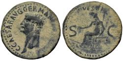 Ancient Coins - CALIGULA. Æ As. VESTA. 37-38 AD