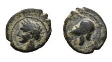Ancient Coins - Hispania. Æ. Calco 1/4. TANIT / Helmet. 220-215 BC