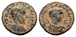 Ancient Coins - Syria, Antioch. Macrinus with Diadumenian AD 217-218. AE (20 mm, 4.44 gram)