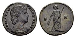 Ancient Coins - “Constantinopolis” commemorative AE Follis (15mm, 1.57 gram) Rome, struck under Constantius II, circa 348