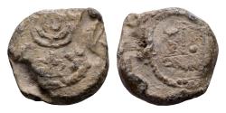 Ancient Coins - Menorah – Roman lead seal (15 mm, 4.75 gram) 4th-5th centuries