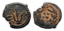 Ancient Coins - Judaea, Herodian Dynasty. Herod Archelaus, Ethnarch 4 BC-AD 6, AE Prutah (15mm, 1.28 gram)