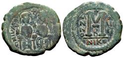 Ancient Coins - Justin II 565-578 and Sophia, AE Follis (29mm, 12.59 gram) Nicomedia dated 572/73