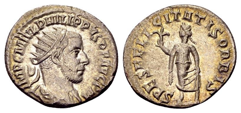 Ancient Coins - Philip AD 244-249, AR Antoninianus (22mm, 4.36 gram) Antioch