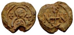 Ancient Coins - Johannes. Byzantine lead seal (23mm, 11.89 gram) c. 6th-7th century