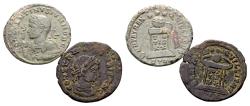 Ancient Coins - Constantine II Caesar 317-337. Lot of 2 AE Follis, Trier mint.