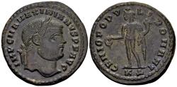 Ancient Coins - Maximian AD 286-310, AE silvered Follis (27mm, 11.27 gram) Cyzicus c. 295-96