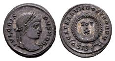 Ancient Coins - Crispus Caesar AD 317-326. AE Silvered Follis (18 mm, 3.47 gram) Siscia AD 321-324.