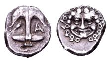 Ancient Coins - Thrace, Apollonia Pontika. AR Drachm (17mm, 3.35 gram) late 5th-4th centuries BC