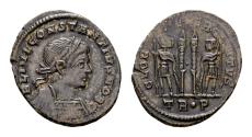 Ancient Coins - Constantius II Caesar 324-337, AE Follis (15x18mm, 1.70 gram) Trier AD 332-333