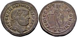 Ancient Coins - Maximian AD 286-310, AE silvered Follis (29mm, 10.64 gram) Cyzicus c. 295-96