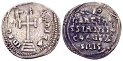 Ancient Coins - Overstruck on Umayyad Dirham - Constantine VI and Irene AD 780-797, AR Miliaresion (21mm, 1.80 gram) Constantinopolis