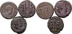 Ancient Coins - Lot of 3 AE Follis Gloria Exercitus. Constantine the Great, Constantine II Caesar and Constans