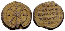 Ancient Coins - Konstantinos Tzikanos. Byzantine lead seal (24mm, 8.97 gram) 2nd half 10th-early 11th century