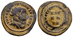 Ancient Coins - Maximian AD 286-310, AE Antoninianus or “post reform radiate” (24mm, 2.53 gram) Carthage 303