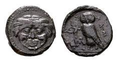 Ancient Coins - Sicily, Kamarina. AE Trias (14 mm, 2.96 gram) c. 420-410 BC