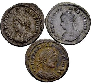 Lot Of 3 Roman Follis. Constantine Ii Caesar 317-337, London And Heraclea