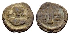 Ancient Coins - Maurice Tiberius AD 582-602, Lead Decanummium (15mm, 2.02 gram)