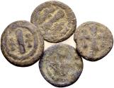 Ancient Coins - Lot of 4 pieces - Maurice Tiberius AD 582-602, Lead Decanummium