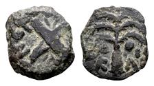 Ancient Coins - Judaea, Procurators. Antonius Felix AD 52-59/60, under Claudius 41-54, AE Prutah (14x16 mm, 2.12 gram) dated AD 54