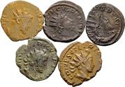 Ancient Coins - Lot of 5 AE Antoninianus Postumus, Victorinus Tetricus I and II