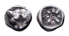 Ancient Coins - Ionia, Miletos. AR Obol (8 mm, 0.76 gram) late 6th-early 5th centuries BC