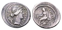 Ancient Coins - Roman Republic. C. Clodius C.f. Vestalis. AR Denarius (20 mm, 3.87 gram) Rome 41 BC