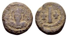 Ancient Coins - Maurice Tiberius AD 582-602, Lead Decanummium (15mm, 4.09 gram)
