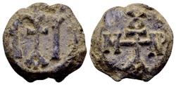 Ancient Coins - Autonomos, patrikios (?). Byzantine lead seal (22mm, 13.46 gram) c. 6th-7th century