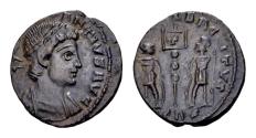 Ancient Coins - Constantius II AD 337-361, AE Follis (15 mm, 1.51 gram) Trier 337-340